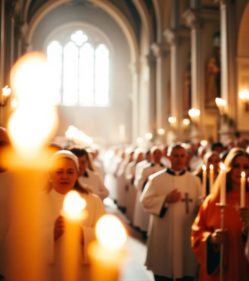 Procissão da comunidade com velas